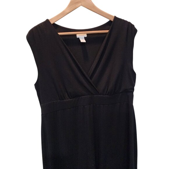 Chicos Black Sleeveless Faux Wrap Dress Size L‎ Rayon/Spandex Blend - Picture 6 of 10